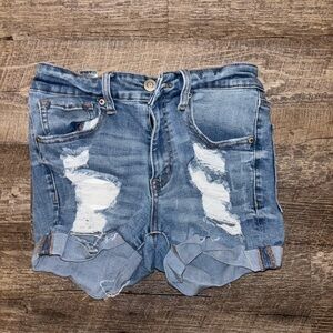Aeropostale Light Blue Distressed Jean Shorts